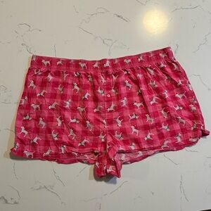Victoria’s Secret Pink Dog Plaid Christmas Boxer Shorts XL